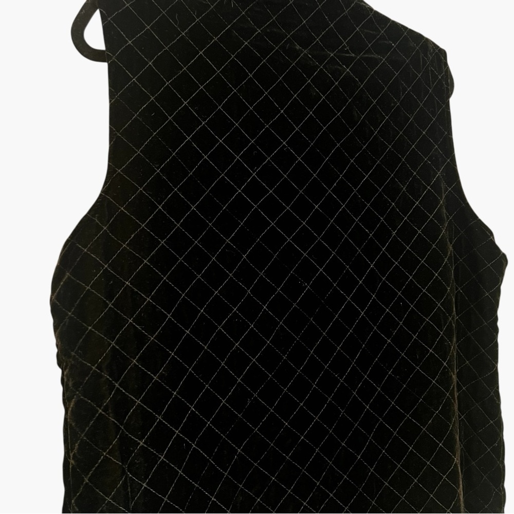 Chico's Black Quilted Vest with Rabbit Fur Trim - Picture 5 of 8